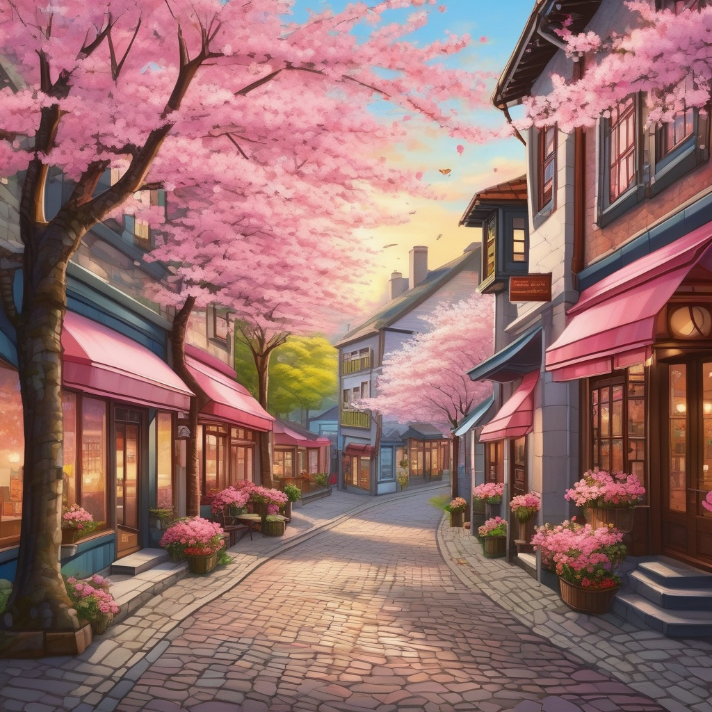 A Street Lined With Cherry Blossom Trees