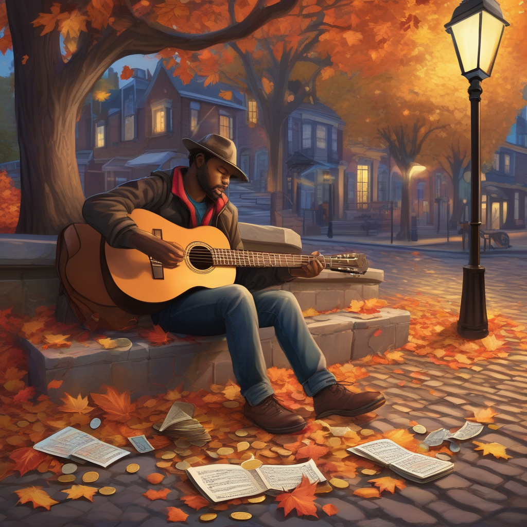 A Street Musician Playing Guitar With Open Case
