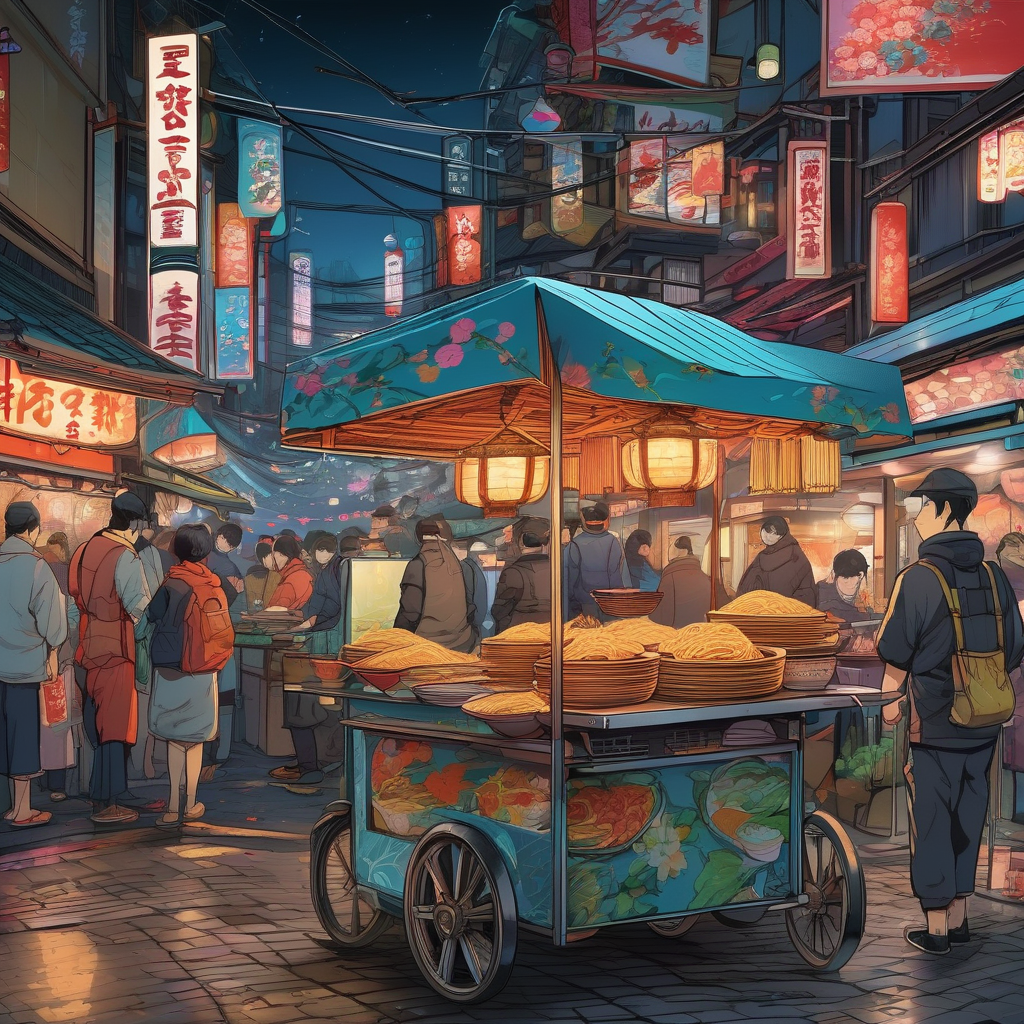 A Street Vendor Serving Ramen In Japan