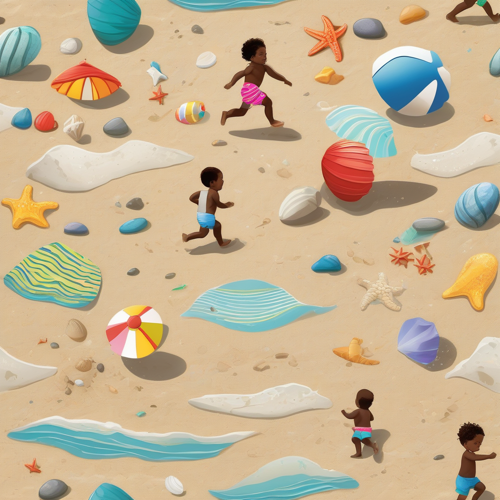 A Toddler Running Barefoot On A Sandy Beach