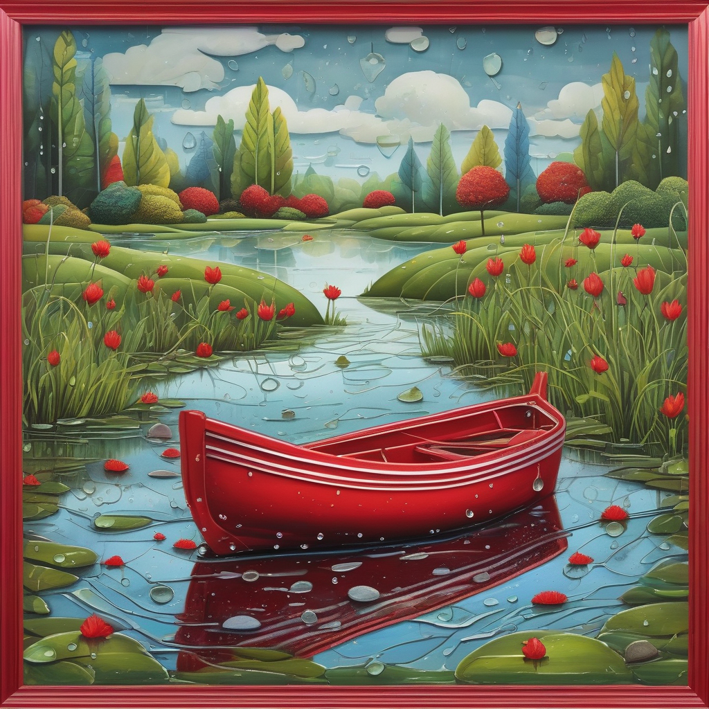 A Toy Boat Floating In A Puddle