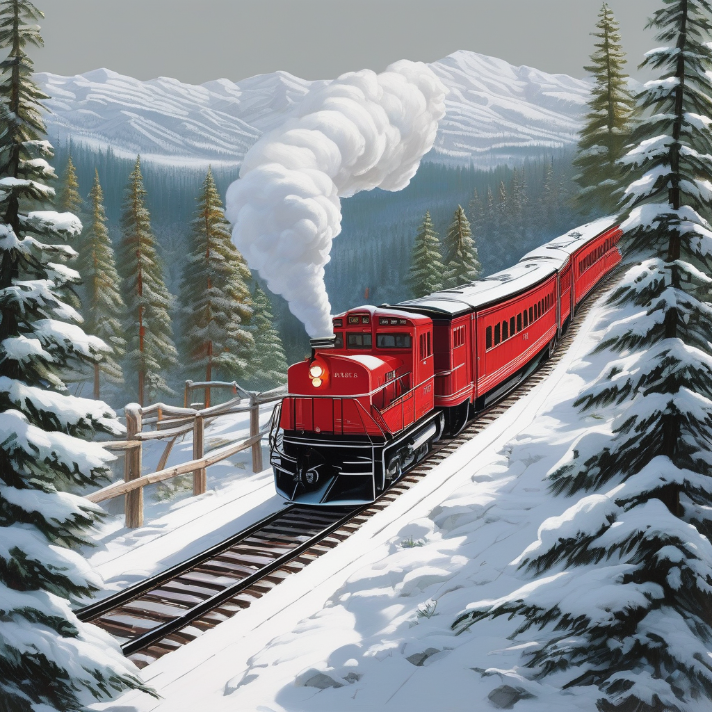 A Train Moving Through A Snowy Landscape