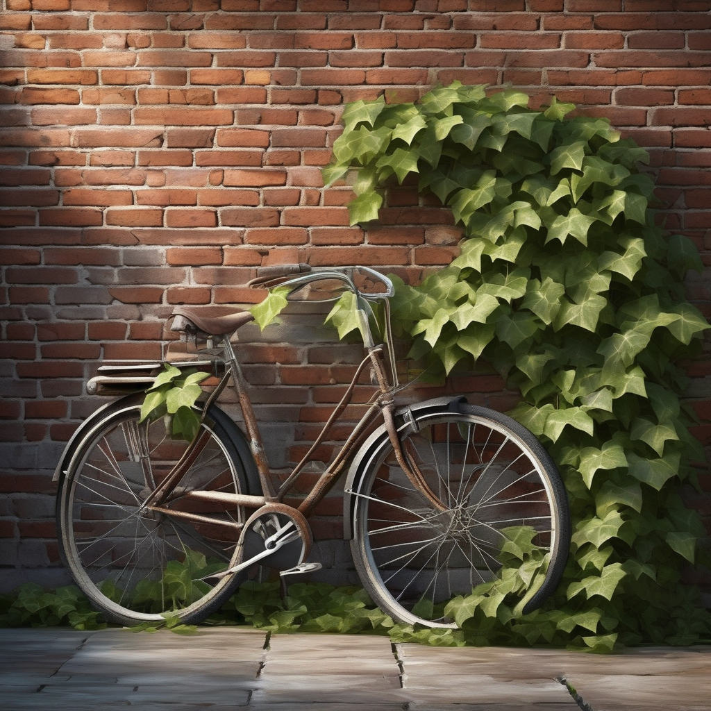 A Vintage Bicycle Leaning On A Weathered Brick Wall
