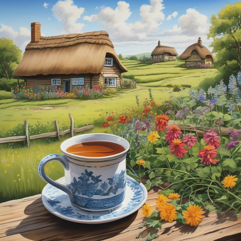 A Woman Drinking From A Clay Mug In A Rural Village