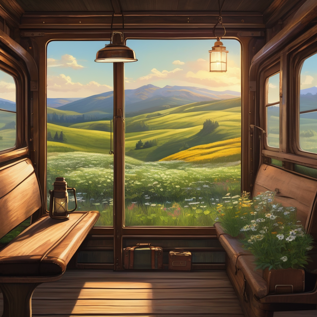 A Woman Looking Through An Old Train Window