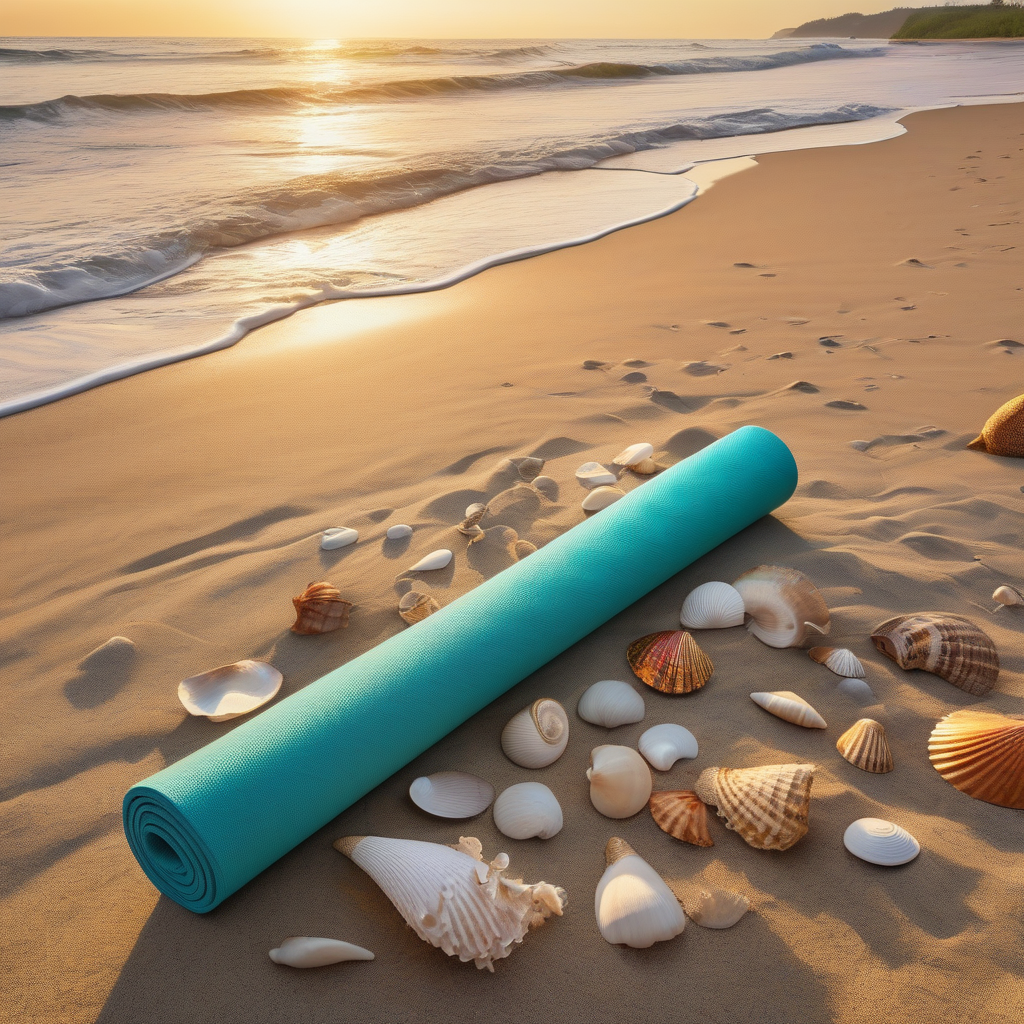 A Woman Practicing Yoga At Sunrise On A Beach