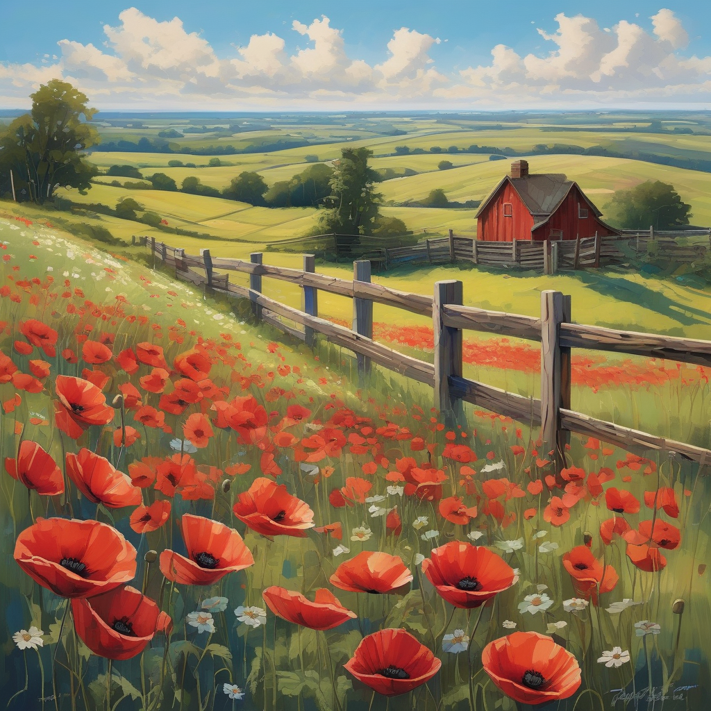 A Woman Standing In A Field Of Poppies