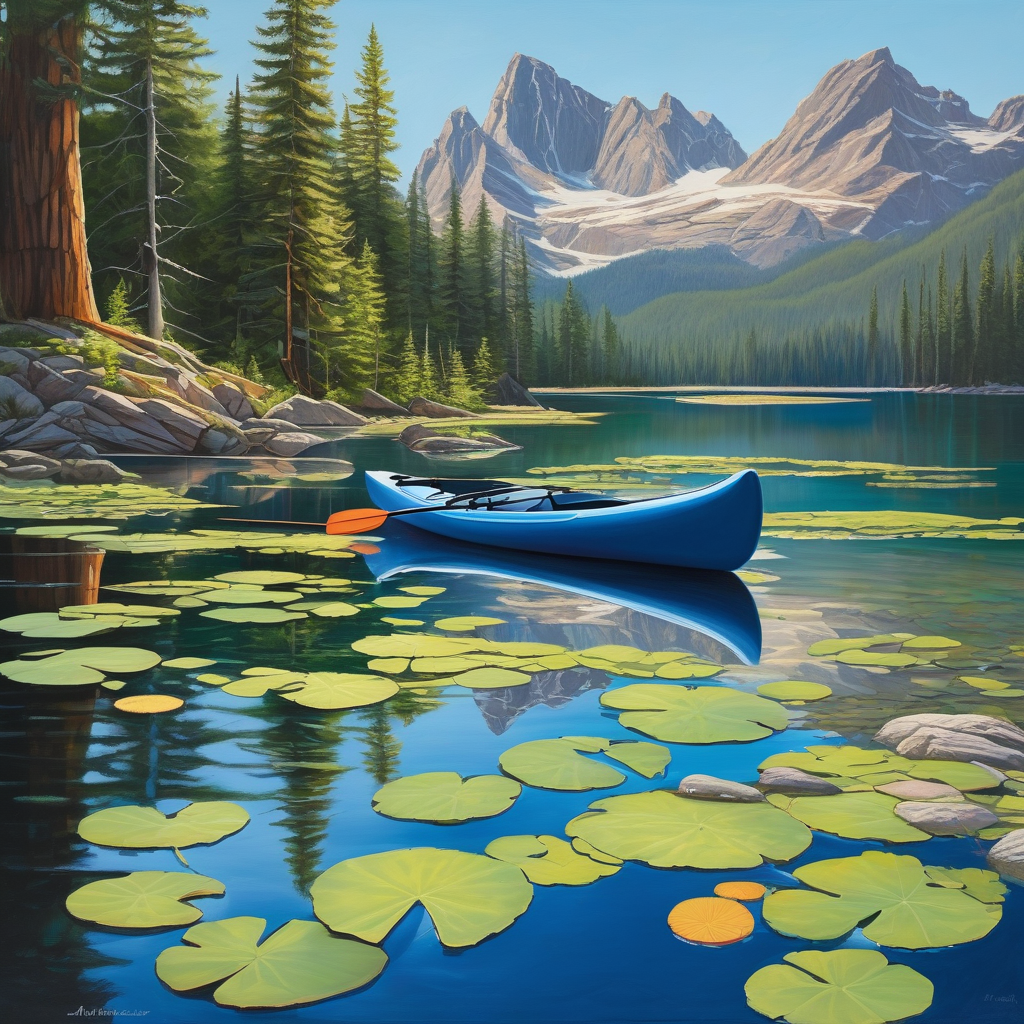 A Woman Swimming In A Calm Mountain Lake