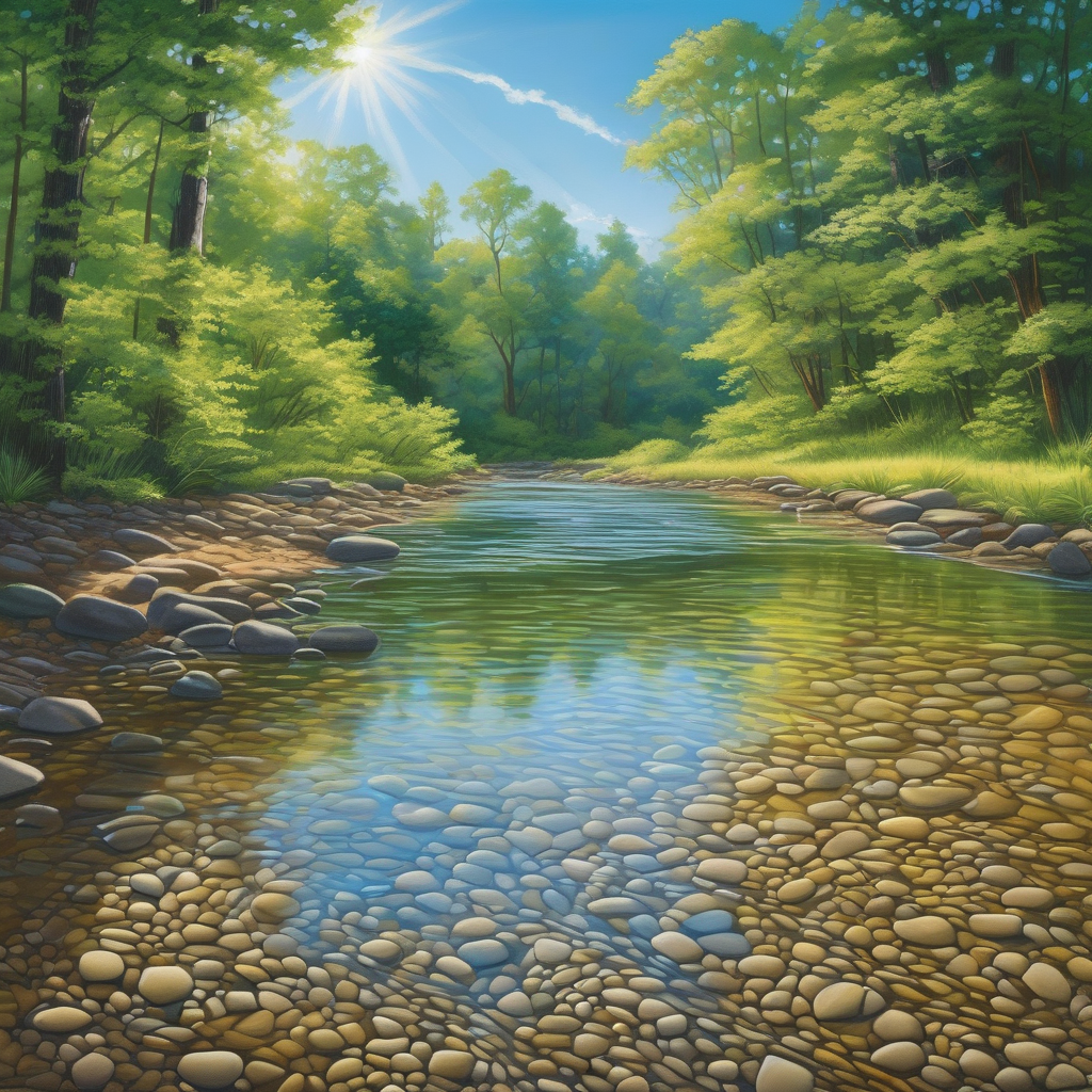 A Woman Walking Barefoot In A Shallow Stream