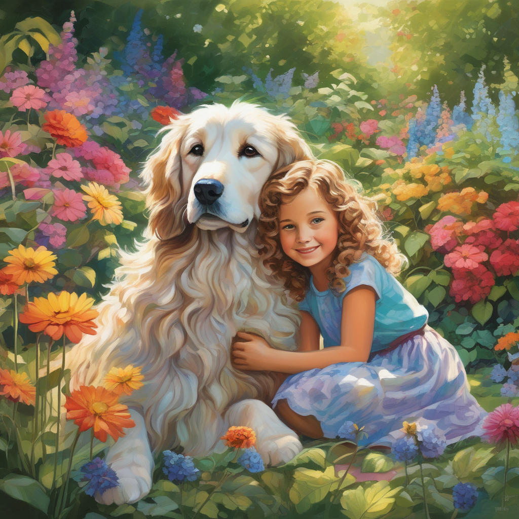 A Young Girl Whispering To Her Puppy