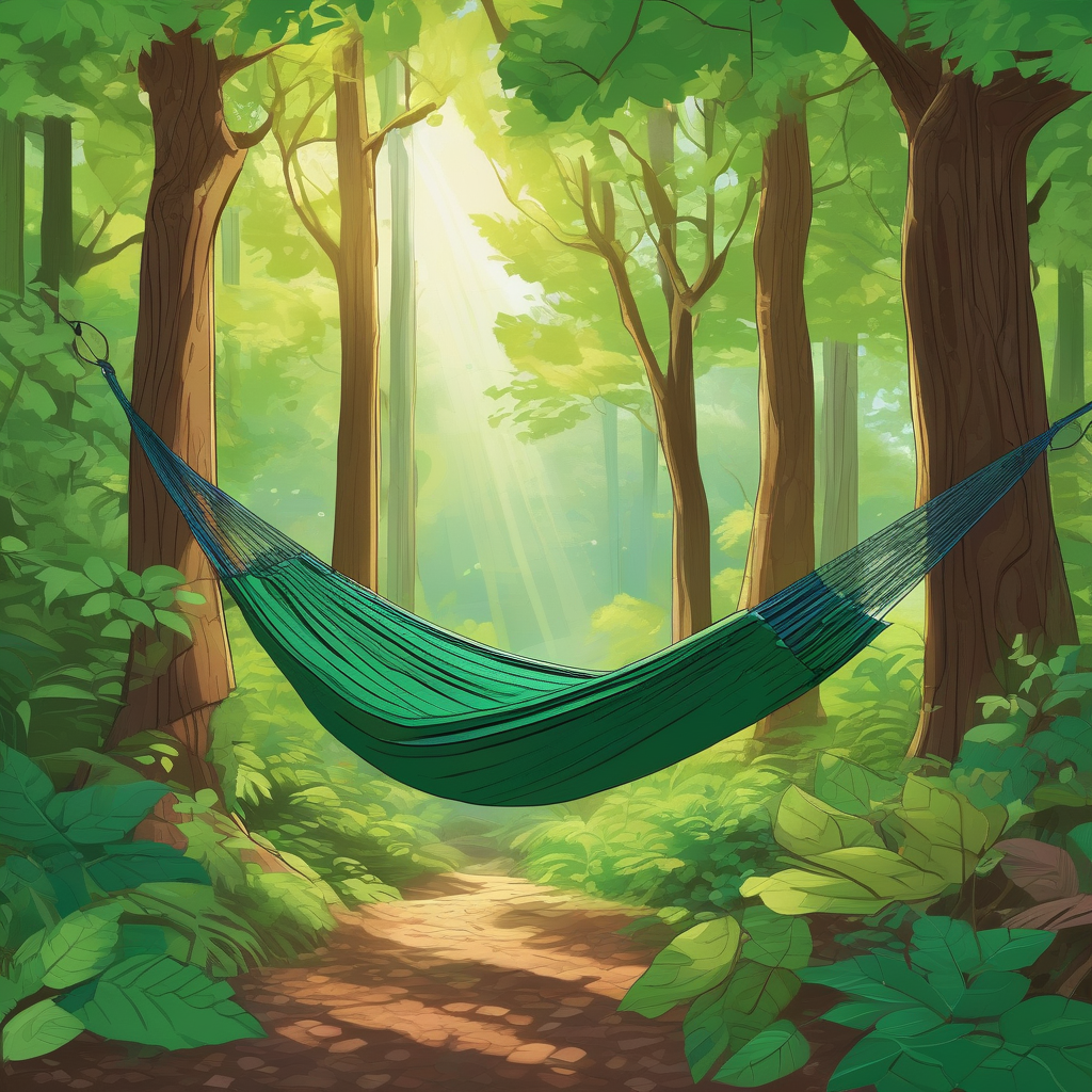 A Young Woman Relaxing In A Hammock In The Forest