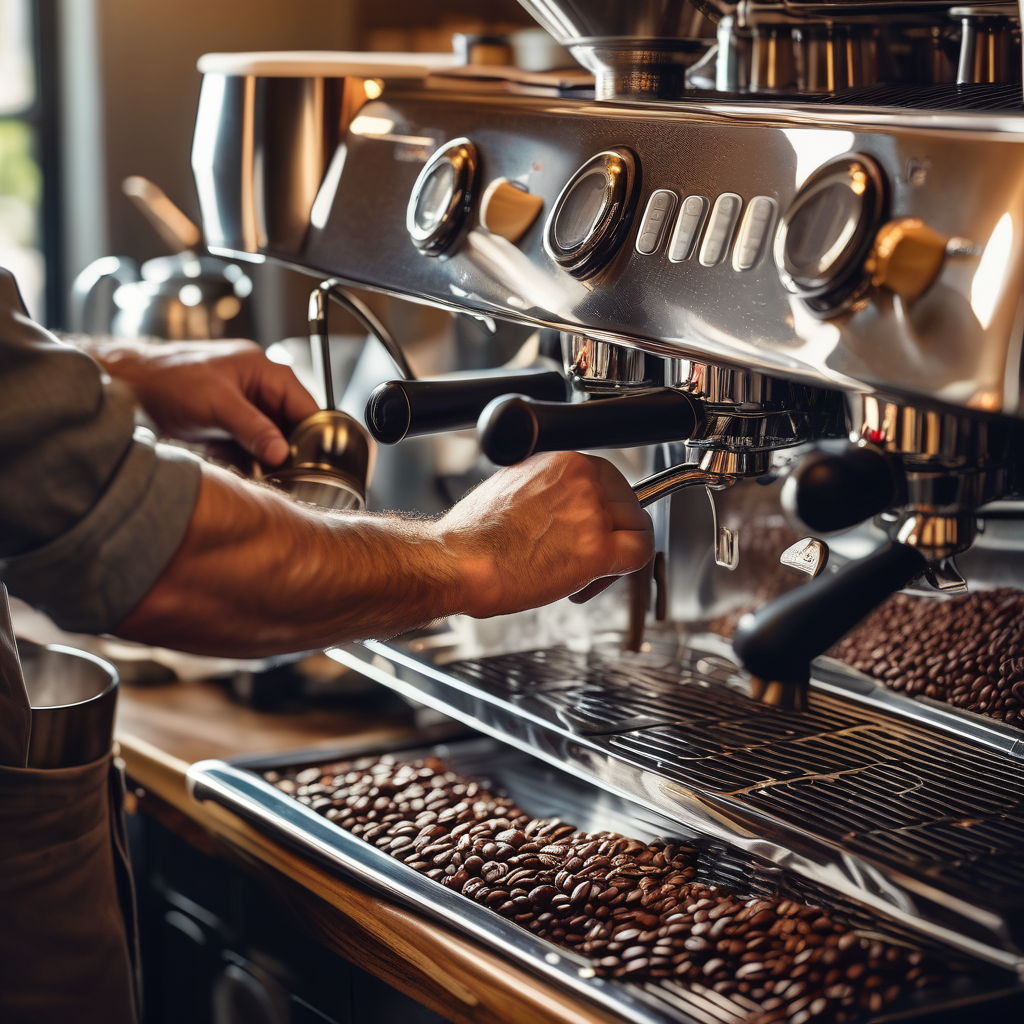 Ultra Realistic Photo Of A Barista Cleaning A Coffee Machine