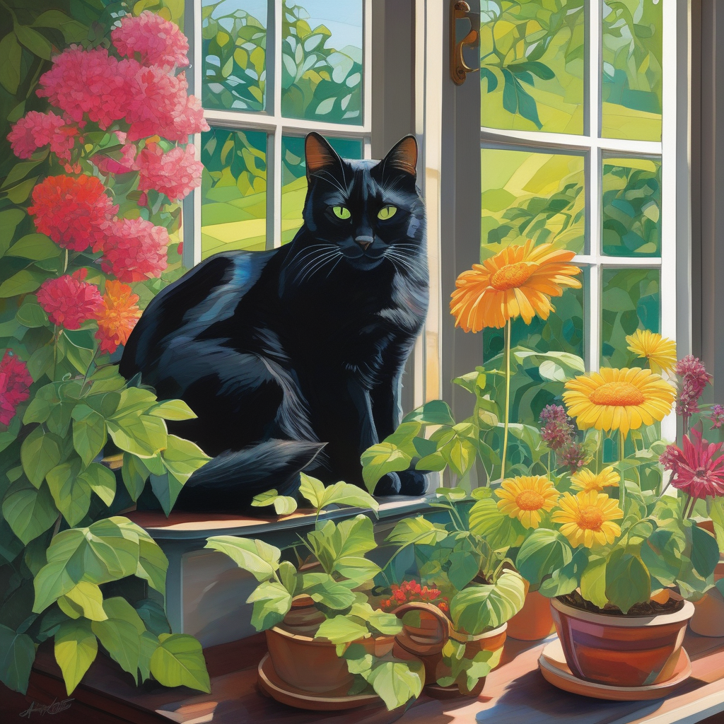 Ultra Realistic Photo Of A Black Cat Staring From A Windowsill