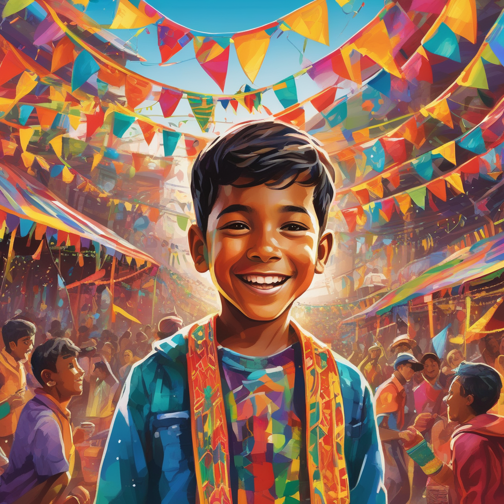 Ultra Realistic Photo Of A Boy With Painted Face At A Festival