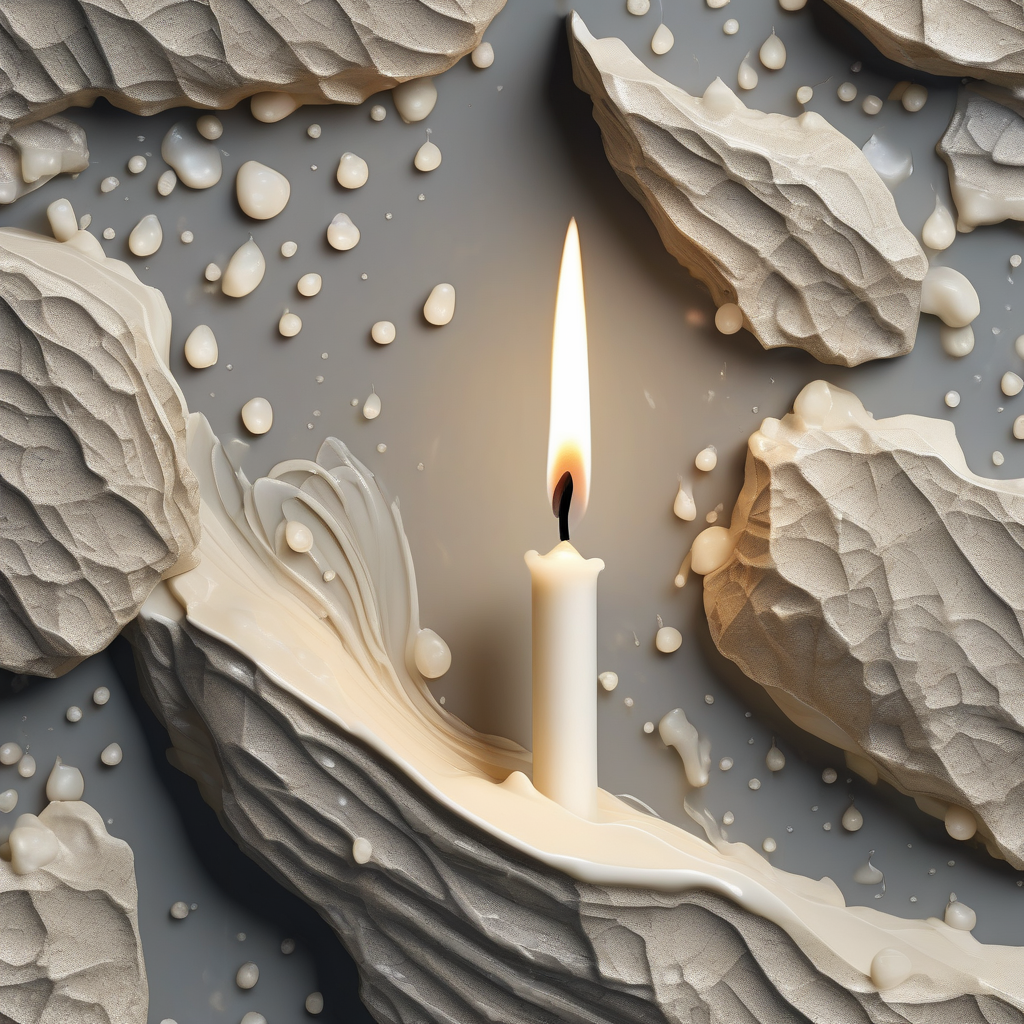 Ultra Realistic Photo Of A Candle Melting In A Dim Stone Room