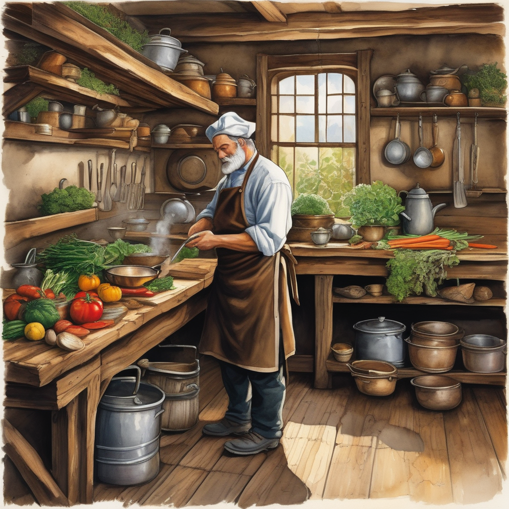 Ultra Realistic Photo Of A Chef Tasting Soup In A Rustic Kitchen