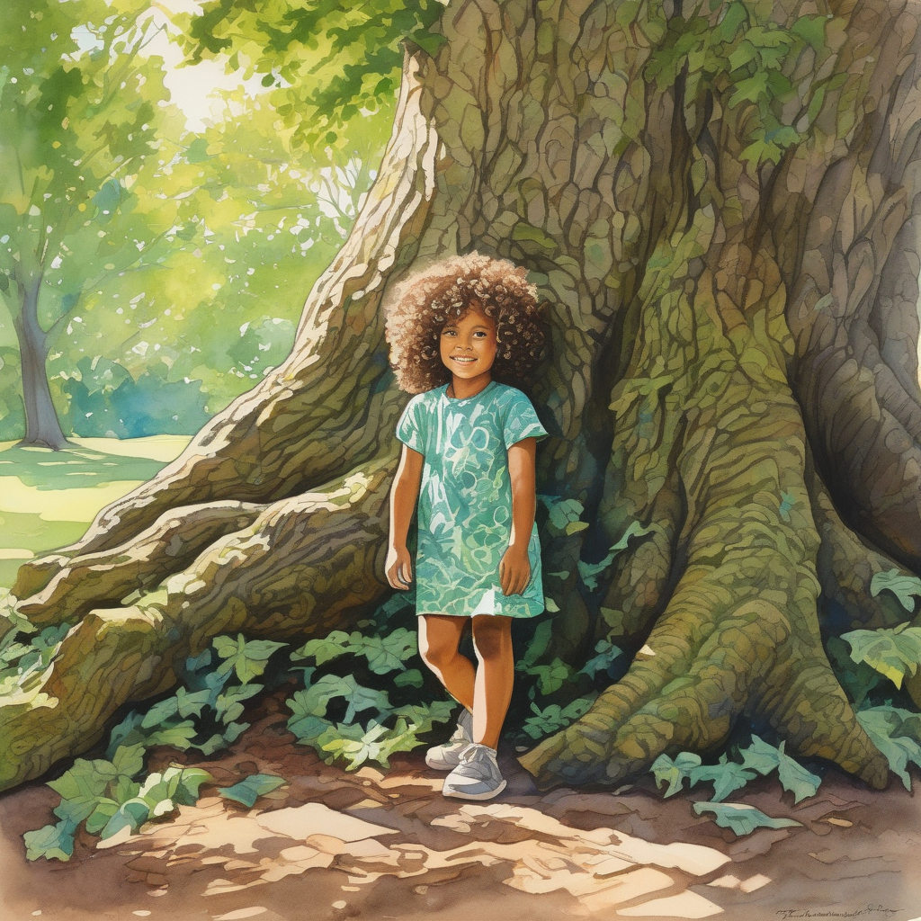 Ultra Realistic Photo Of A Child Hiding Behind A Tree