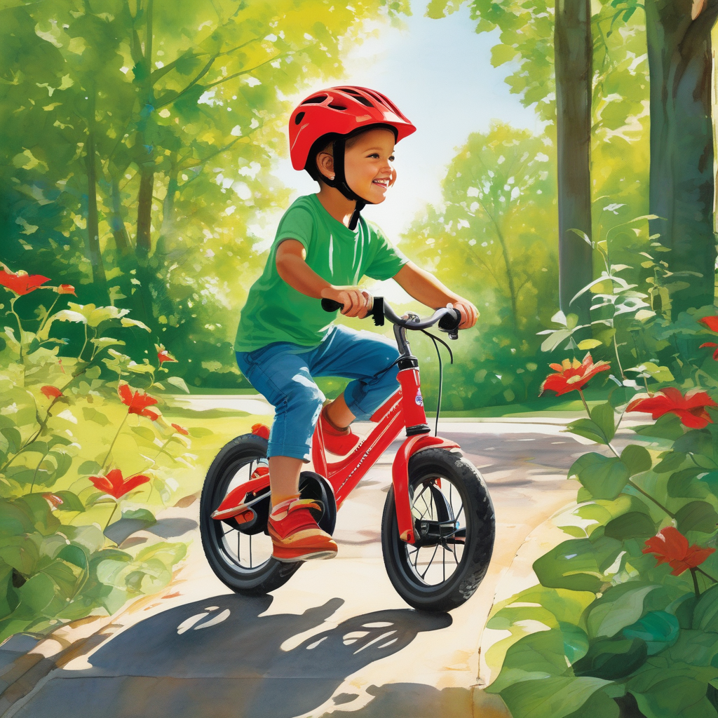 Ultra Realistic Photo Of A Child Learning To Ride A Bicycle