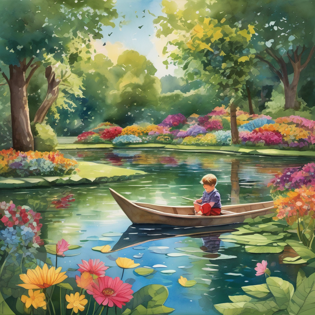 Ultra Realistic Photo Of A Child Playing With A Paper Boat
