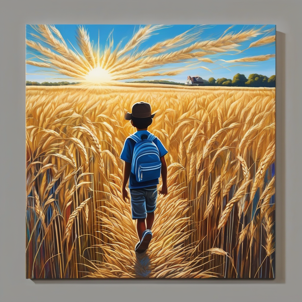 Ultra Realistic Photo Of A Child Walking Through Tall Wheat