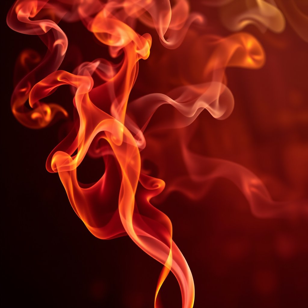 colorful smoke swirls on a dark background, golden hour lighting, warm tones, atmospheric