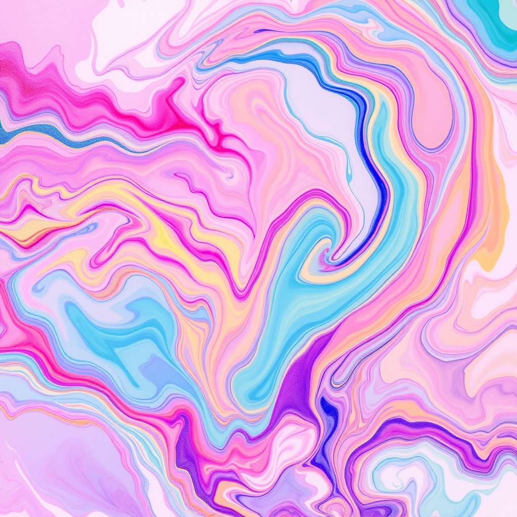 a vibrant fluid art with swirling paint colors, bright and airy, pastel tones, dreamy aesthetic