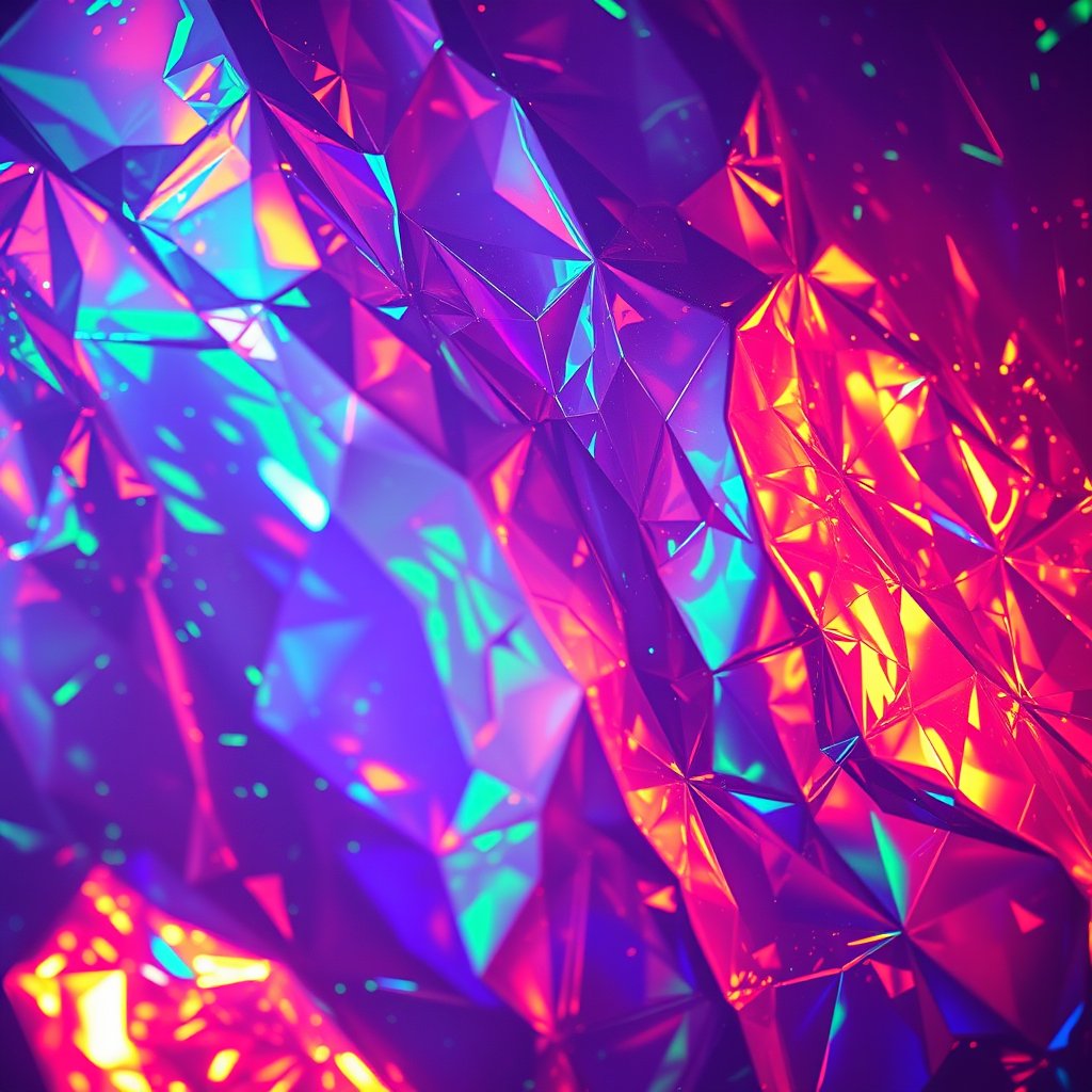 a holographic iridescent texture with light reflections, cinematic lighting, vibrant colors, dramatic atmosphere