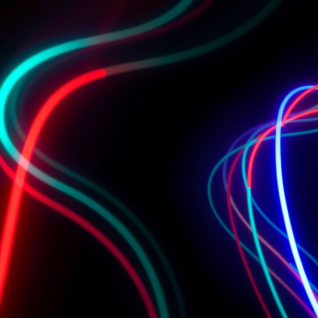 an abstract neon light trails on black background, cinematic lighting, vibrant colors, dramatic atmosphere