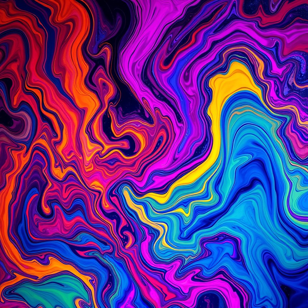 a vibrant fluid art with swirling paint colors, cinematic lighting, vibrant colors, dramatic atmosphere