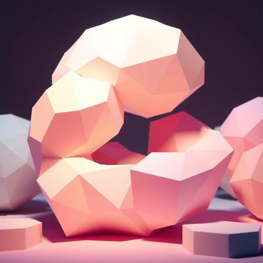an abstract 3d render of geometric shapes in pastel colors, cinematic lighting, vibrant colors, dramatic atmosphere