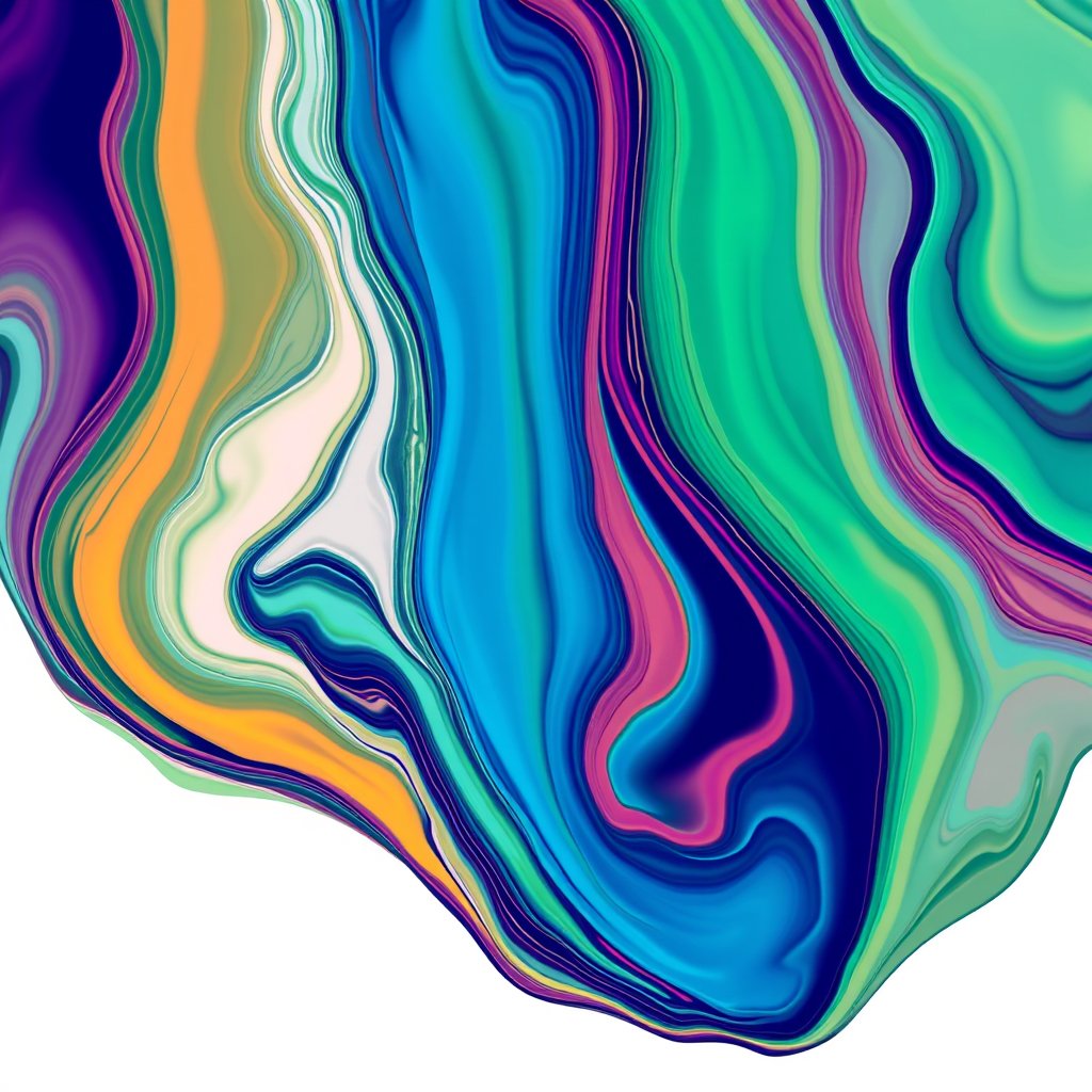 a vibrant fluid art with swirling paint colors, minimalist composition, clean background, elegant