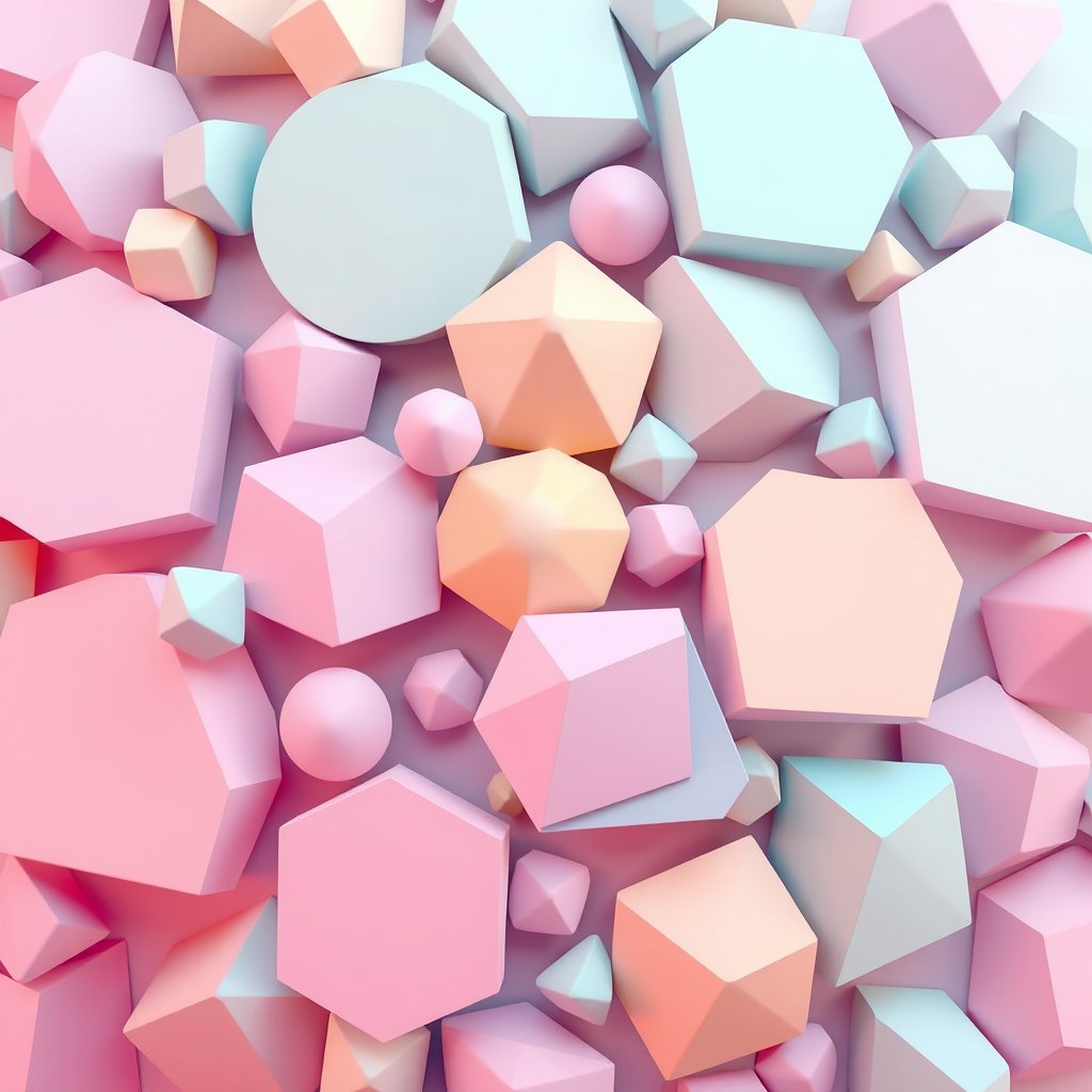 an abstract 3d render of geometric shapes in pastel colors, highly detailed, 8k, professional photography, sharp focus