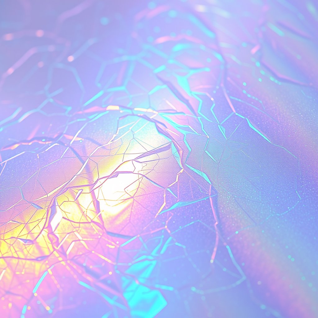 a holographic iridescent texture with light reflections, highly detailed, 8k, professional photography, sharp focus