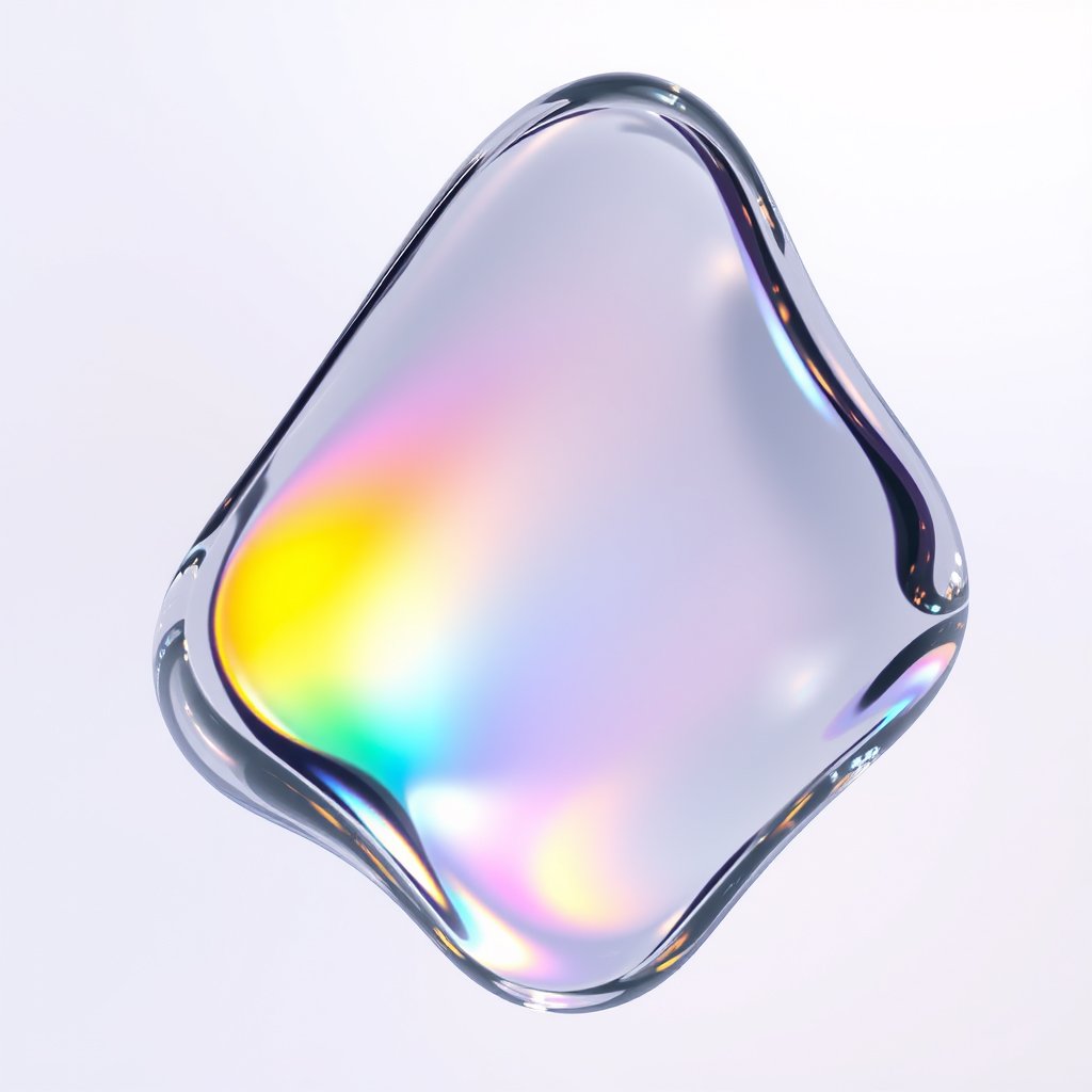 an abstract glass shapes with rainbow refraction, bright and airy, pastel tones, dreamy aesthetic