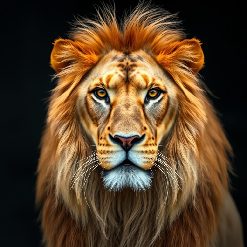 a close-up portrait of a lion with a golden mane, highly detailed, 8k, professional photography, sharp focus