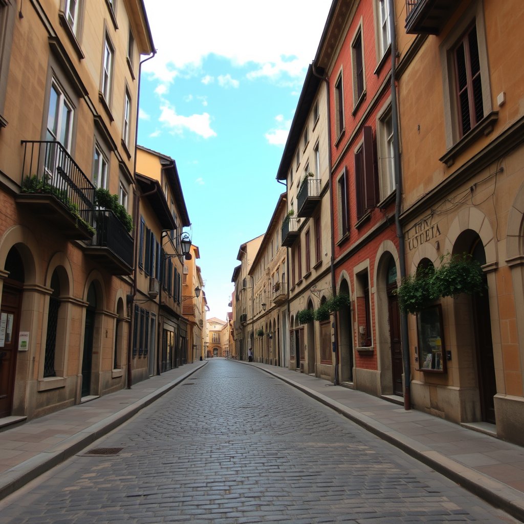 an old european cobblestone street with historic buildings, highly detailed, 8k, professional photography, sharp focus
