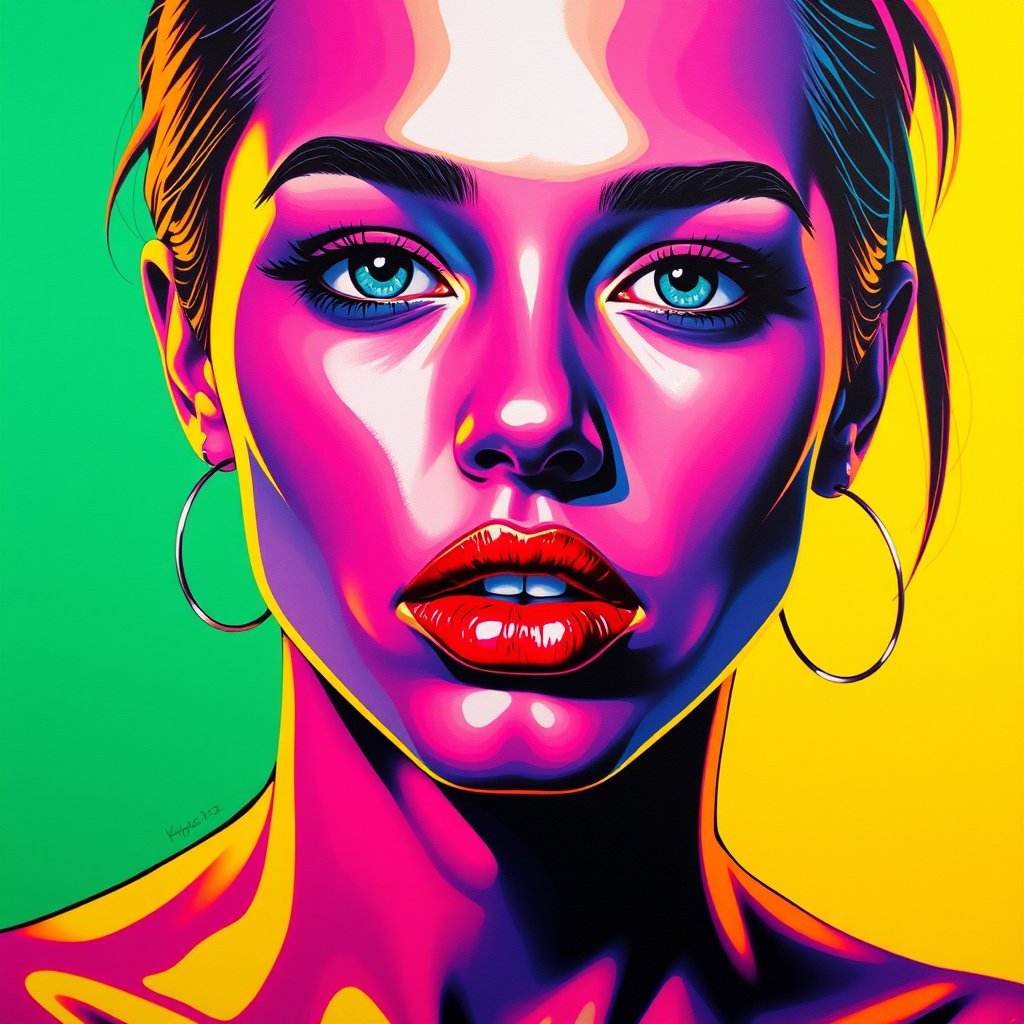 a vibrant pop art portrait with bold colors, ultra realistic, crisp details, studio quality