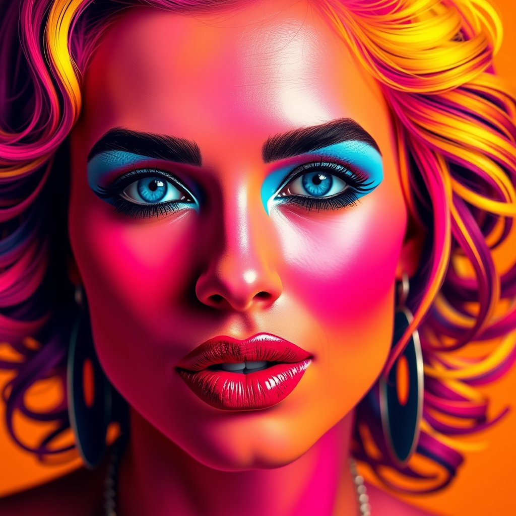 a vibrant pop art portrait with bold colors, highly detailed, 8k, professional photography, sharp focus