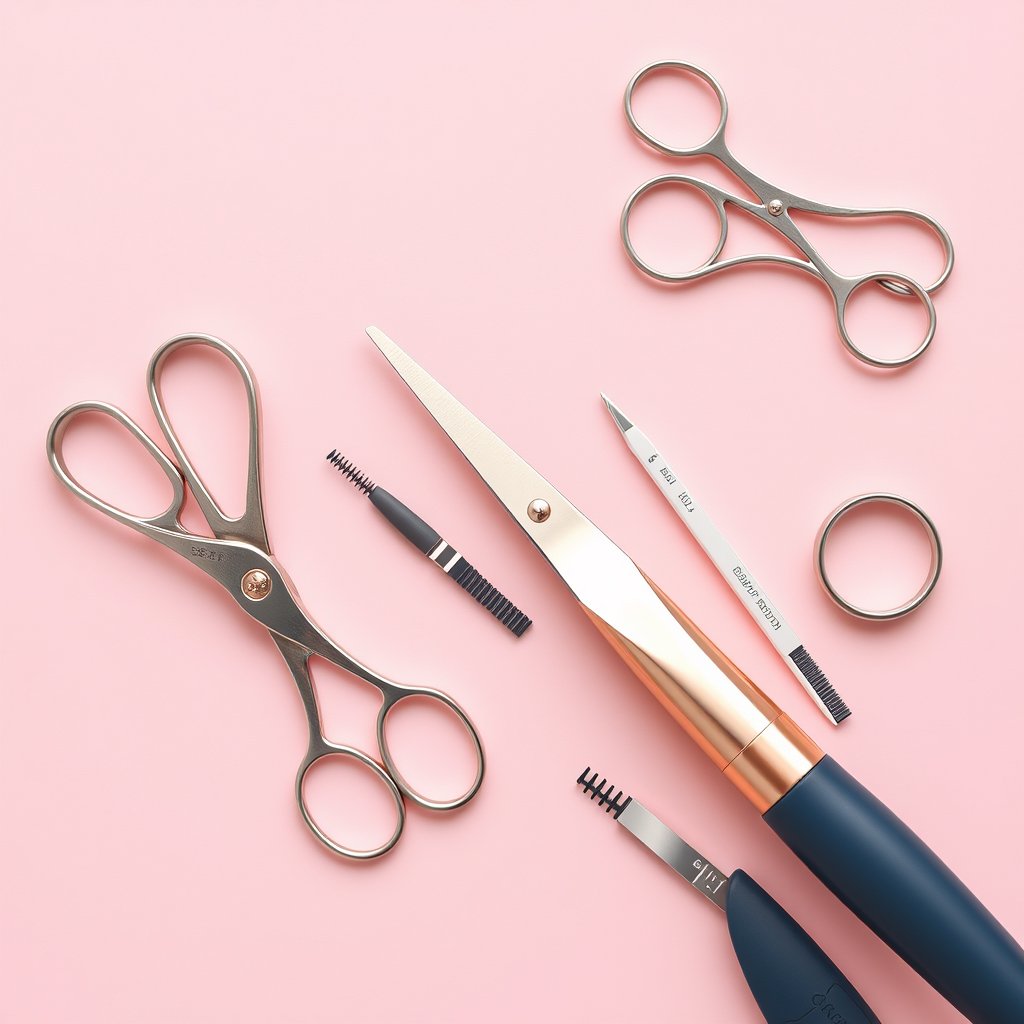 beauty salon tools, soft pink background, minimal — Стрижка женская, ultra realistic, crisp details, studio quality