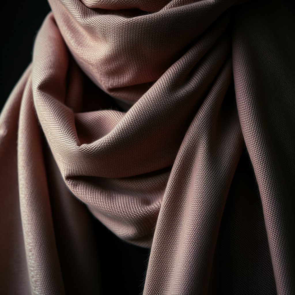 cashmere scarf draped detail, luxury accessory, moody lighting, high contrast, fine art photography