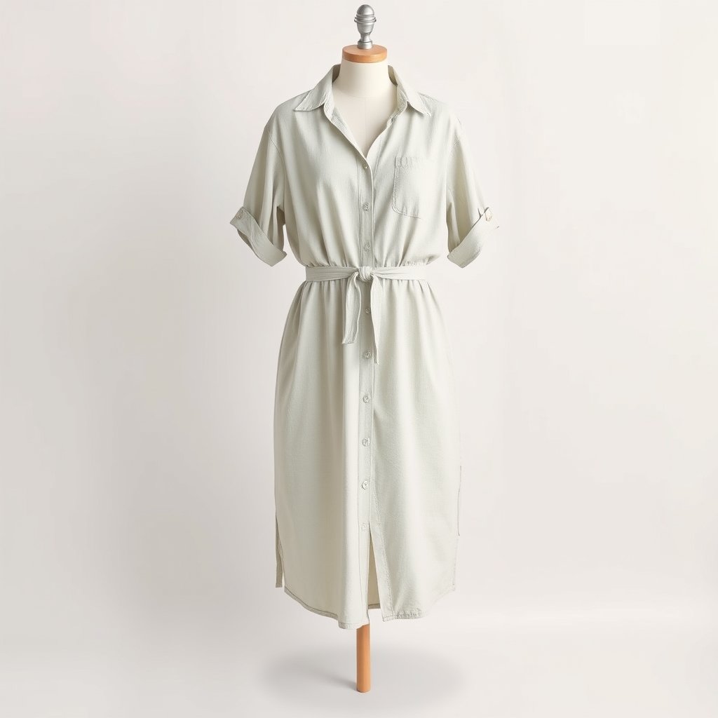 casual dress, minimalist composition, clean background, elegant