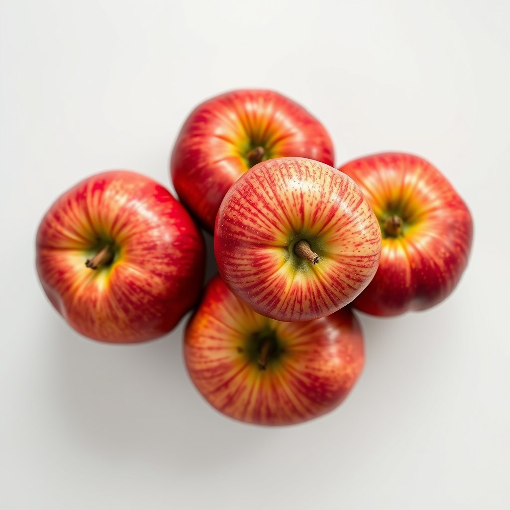 fresh red gala apples, top view, light background, highly detailed, 8k, professional photography, sharp focus