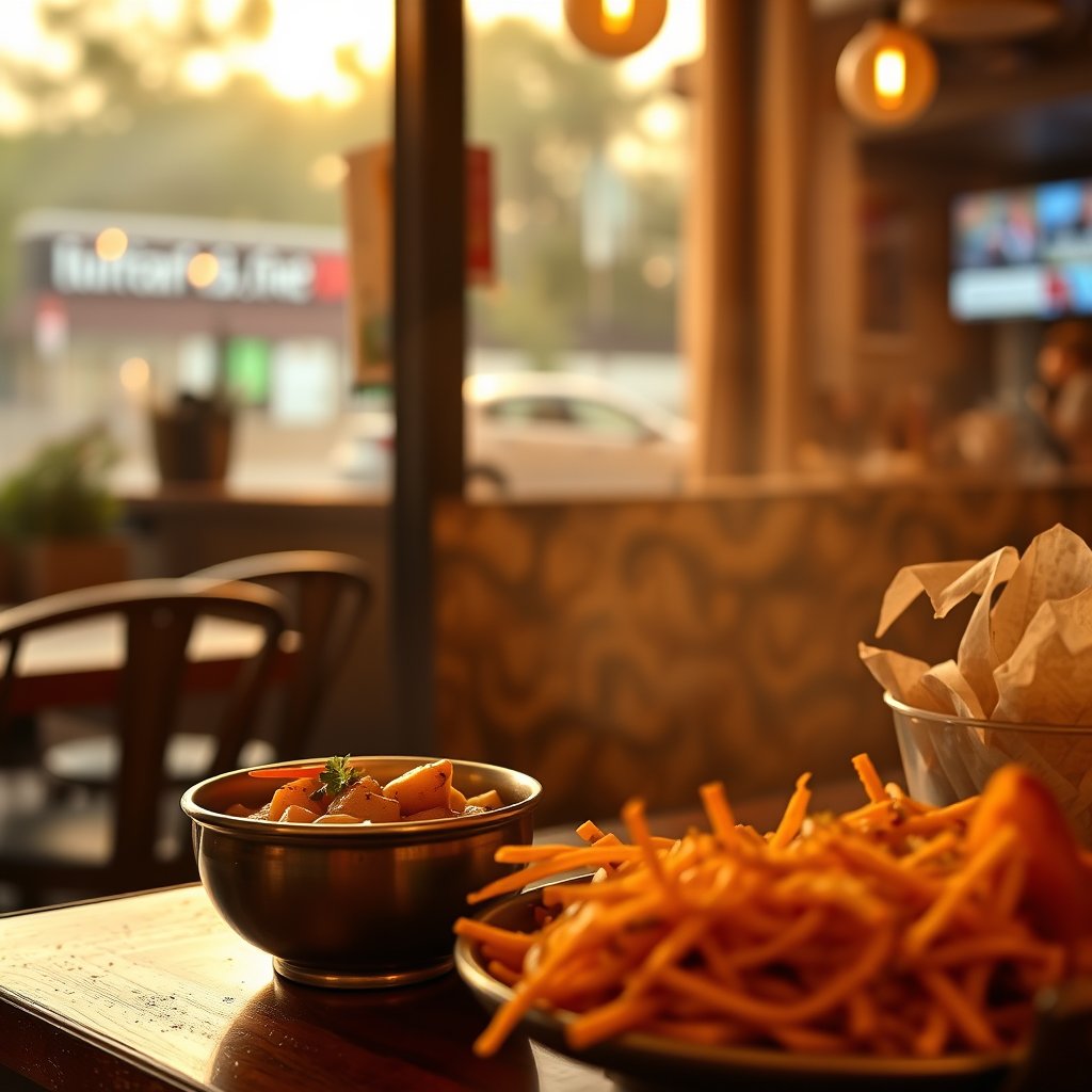 photorealistic restaurant menu photo of plain chowmein, Indian cafe style, appetizing, square composition, no text, no logo, golden hour lighting, warm tones, atmospheric