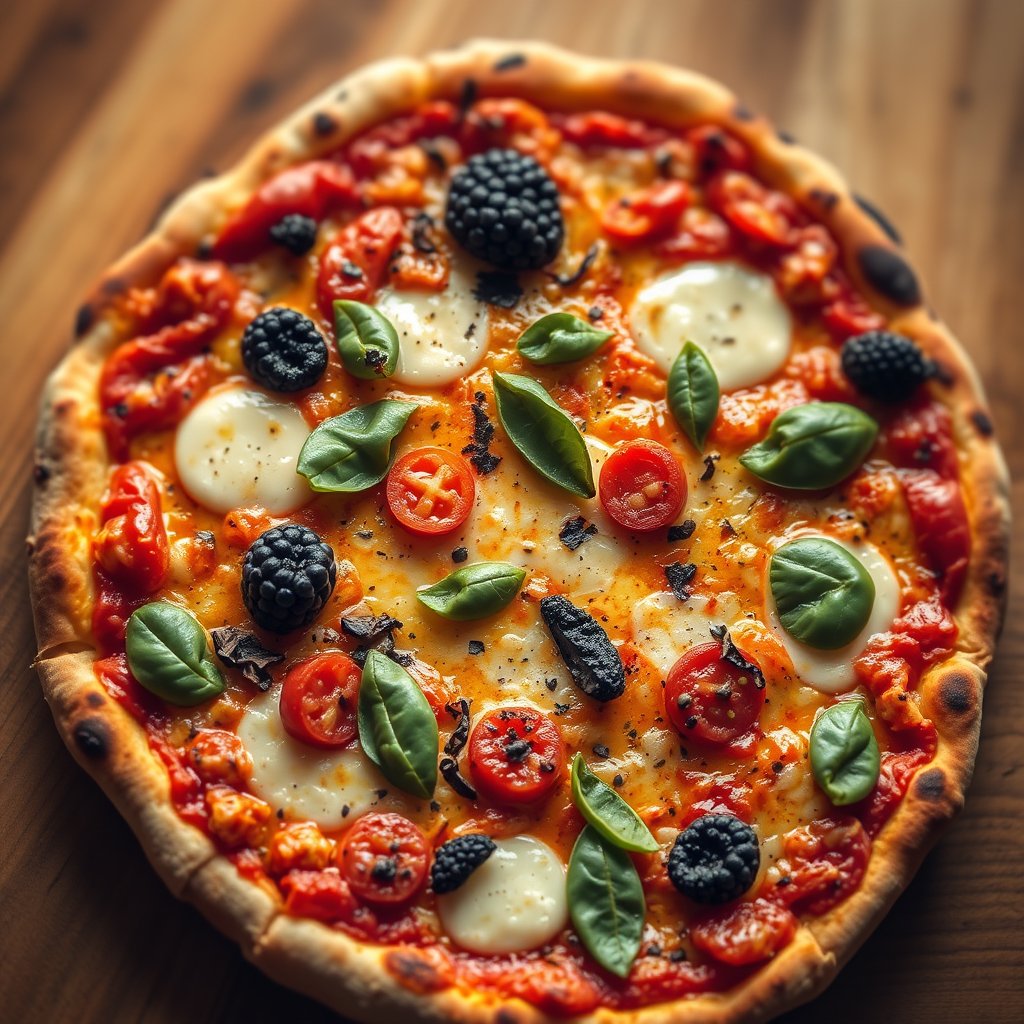 italian pizza, top view, food photography — Пицца «Пепперони», soft natural light, shallow depth of field, bokeh