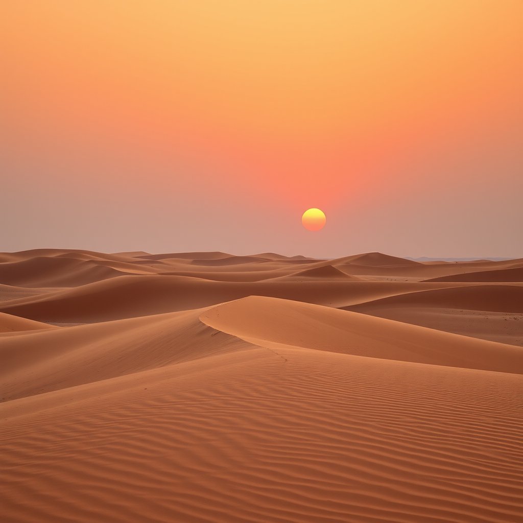a desert landscape with sand dunes at golden hour, highly detailed, 8k, professional photography, sharp focus