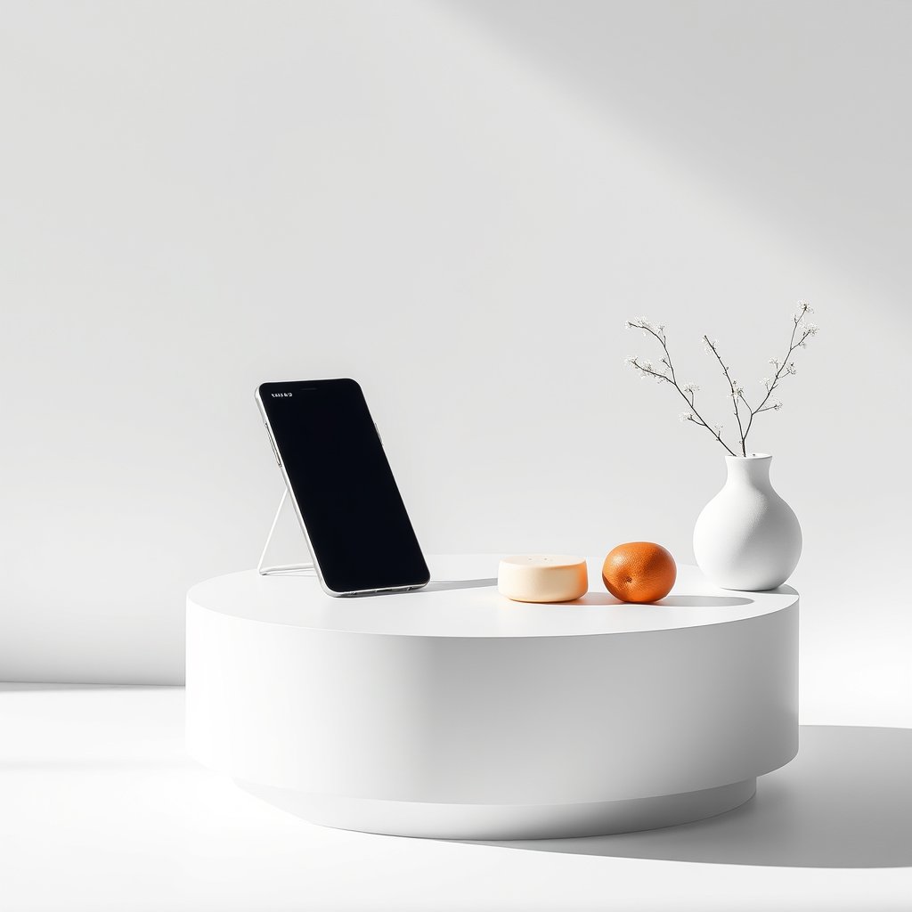 samsung health, minimalist composition, clean background, elegant
