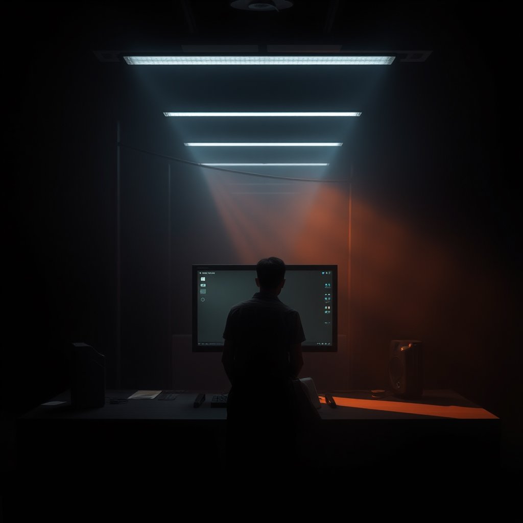 tecnology, moody lighting, high contrast, fine art photography