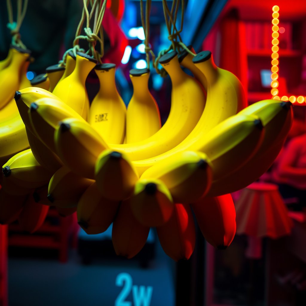 image of a dozen of bananas, cinematic lighting, vibrant colors, dramatic atmosphere