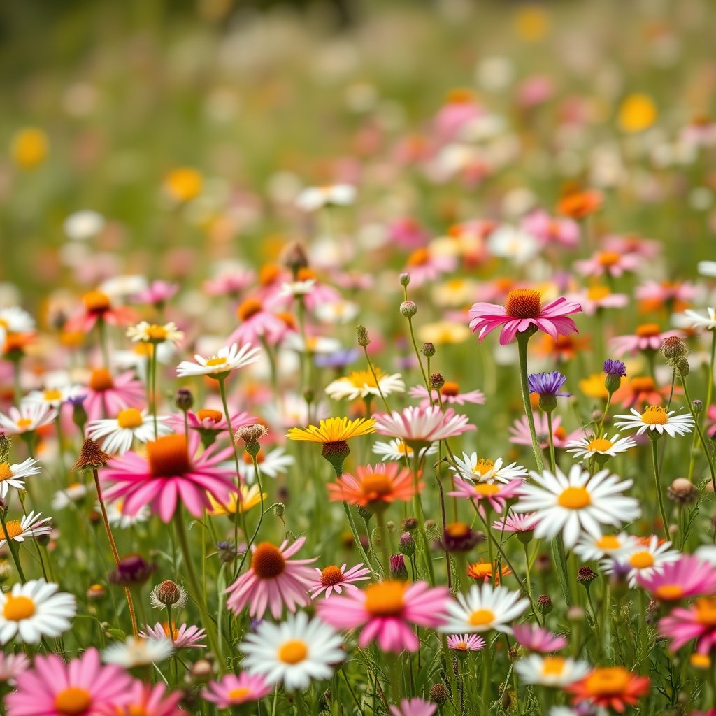 a field of wildflowers in full bloom, meadow at spring, highly detailed, 8k, professional photography, sharp focus