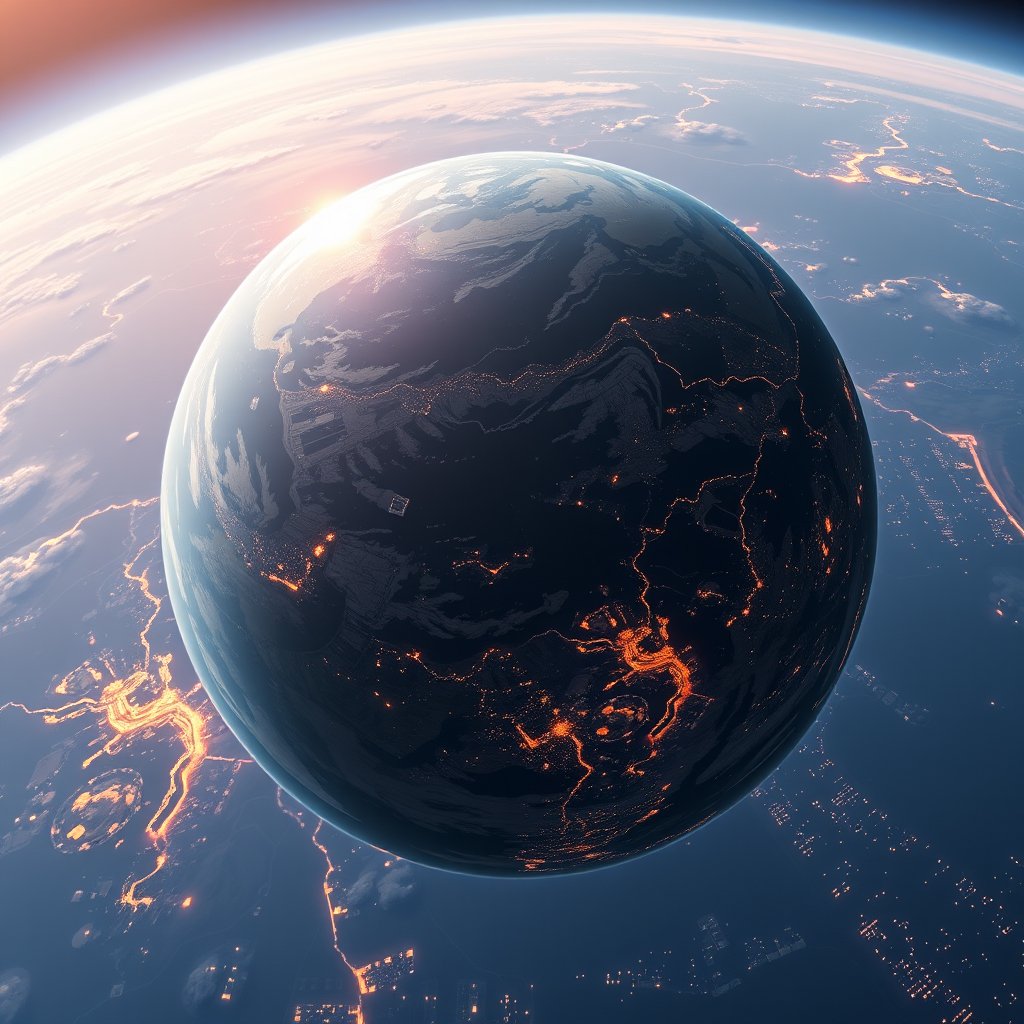 a realistic planet earth from orbit with city lights, bright and airy, pastel tones, dreamy aesthetic
